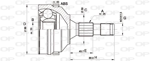 OPEN PARTS Шарнирный комплект, приводной вал CVJ5275.10